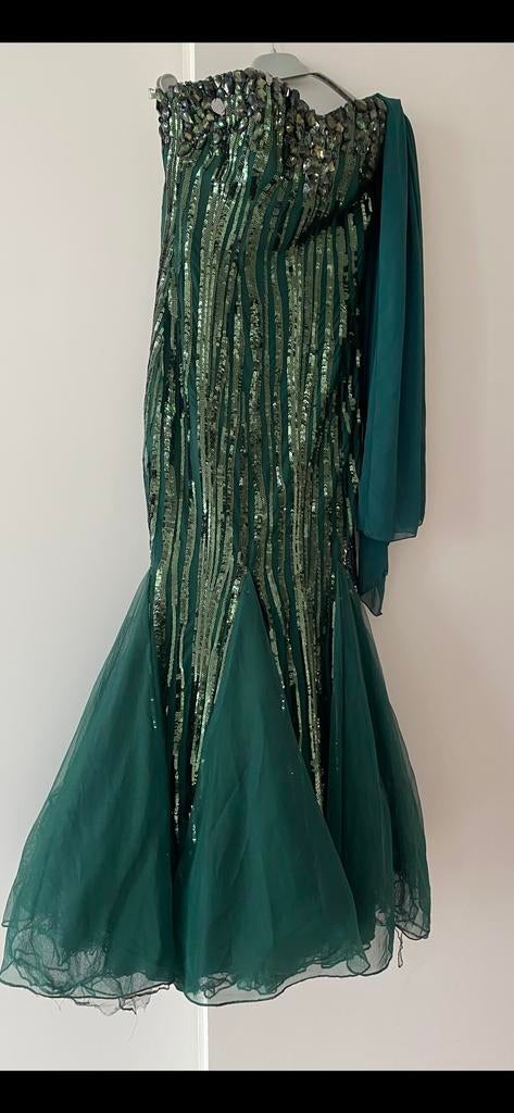 Prachtige Groene Galajurk met Pailletten, Kleding | Dames, Ophalen of Verzenden, Zo goed als nieuw