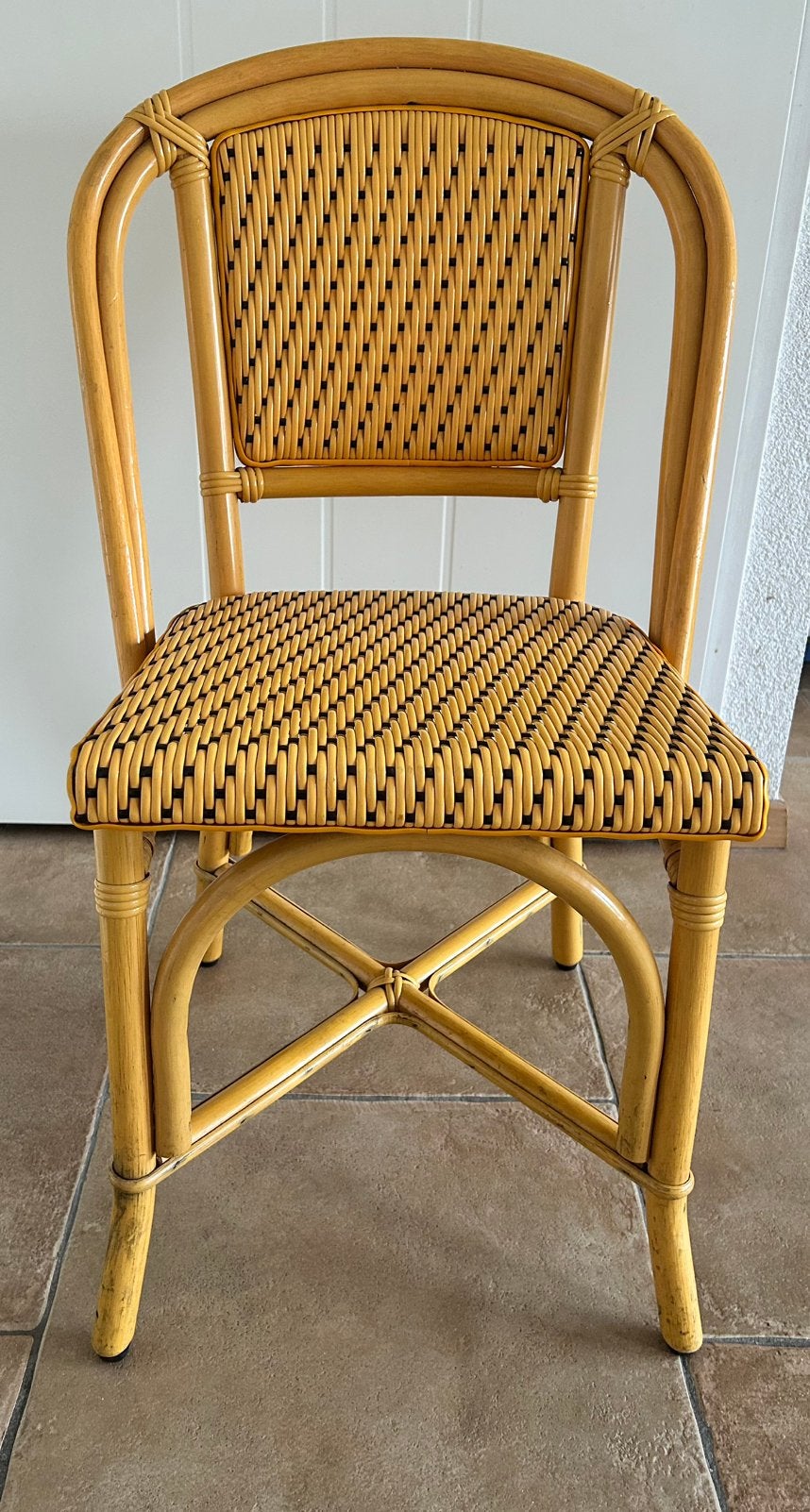 Rotan bistro stoel gevlochten zitting en rugleuning, Ophalen, Riet of Rotan, Eén