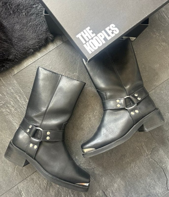 THE KOOPLES fashion mode biker boots 39 laarzen zwart leer, Kleding | Dames, Schoenen, Verzenden, Zwart, Lage of Enkellaarzen