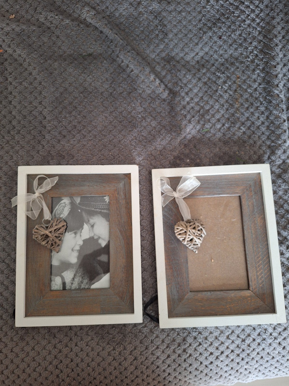 Set van 2 fotolijstjes met hartje, wit/hout, Ophalen, Gebruikt, Hangend, Fotolijst