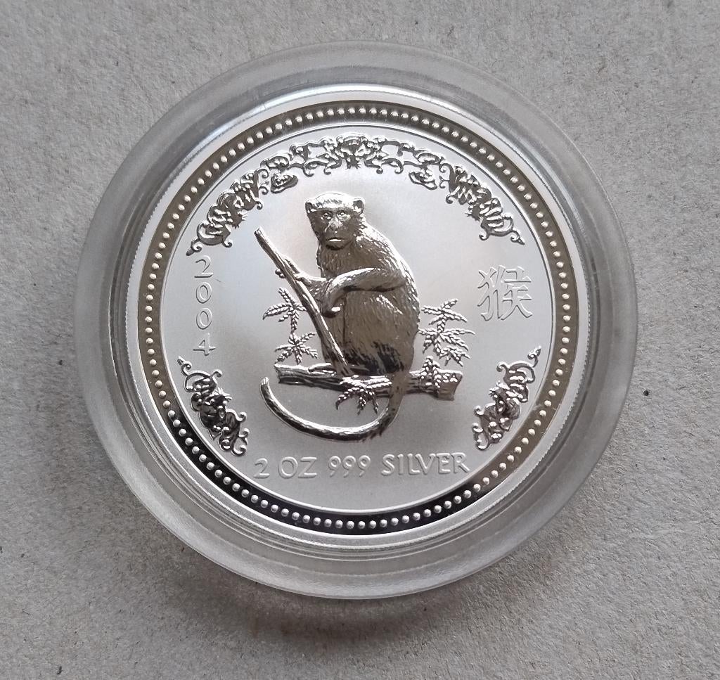 2 oz Lunar I zilver munt Year of the Monkey 2004 Australië, Ophalen of Verzenden, Zilver