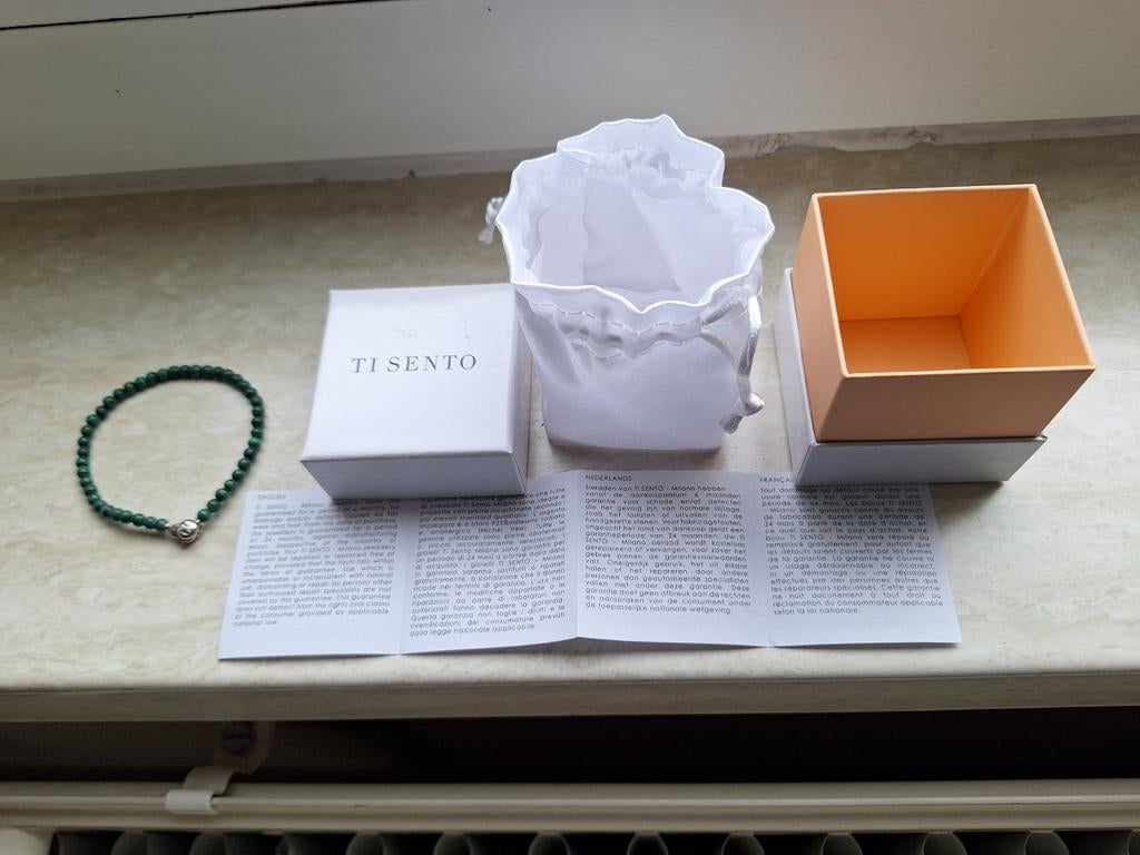 Ti Sento Malachiet armband zilver 925., Ophalen of Verzenden, Zo goed als nieuw, Zilver, Zilver