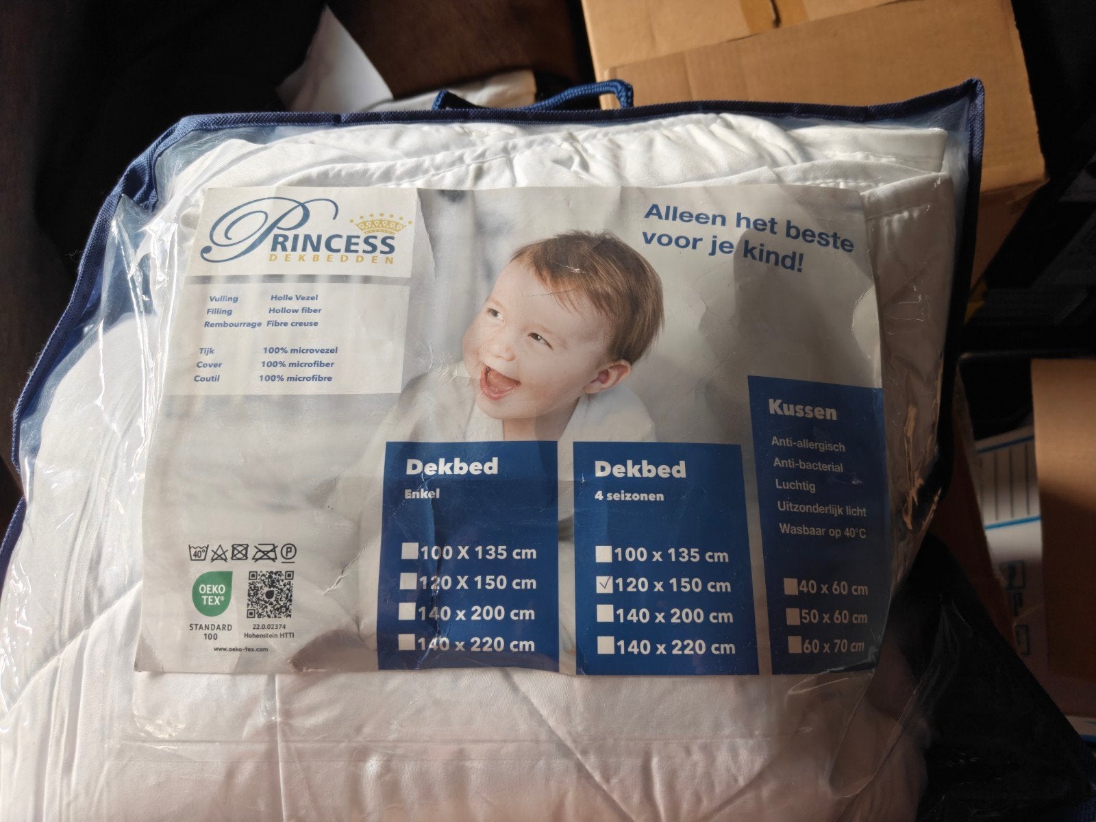 Princess 4-seizoenen peuter dekbed 120x150 cm, Jongetje of Meisje, Wit, Peuterbed, Nieuw