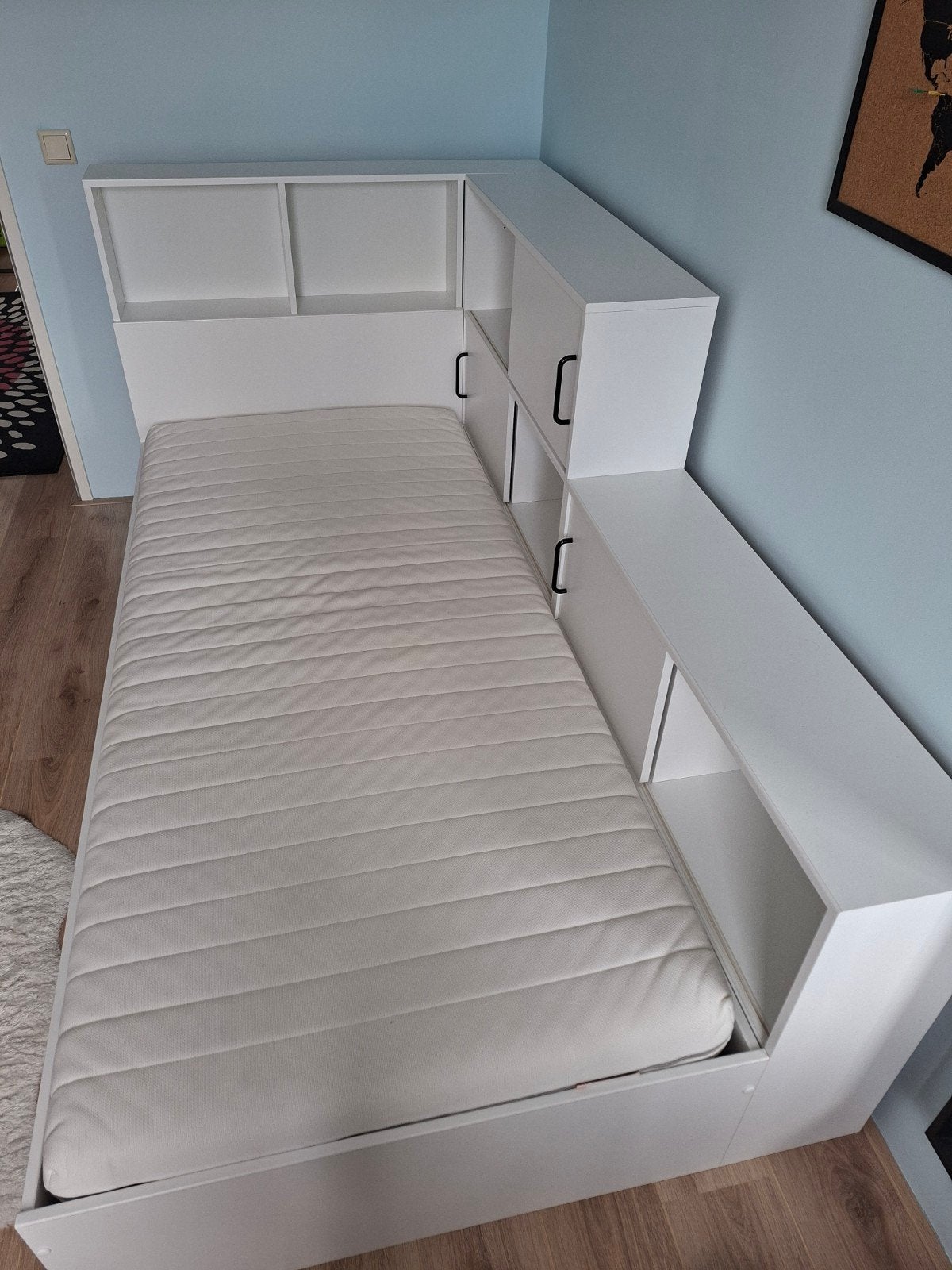 Bed kinderkamer met opbergruimte en lade, Kinderen en Baby's, Kinderkamer | Bedden, Ophalen, 85 tot 100 cm, Zo goed als nieuw