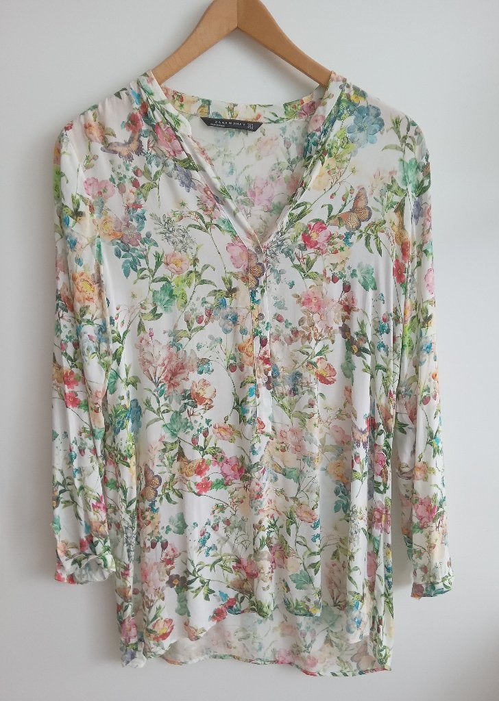 Zara Woman blouse met bloemen en vlinders, maat M, Verzenden, Nieuw, Stichting Angel's Choice, Angelschoice@gmail.com