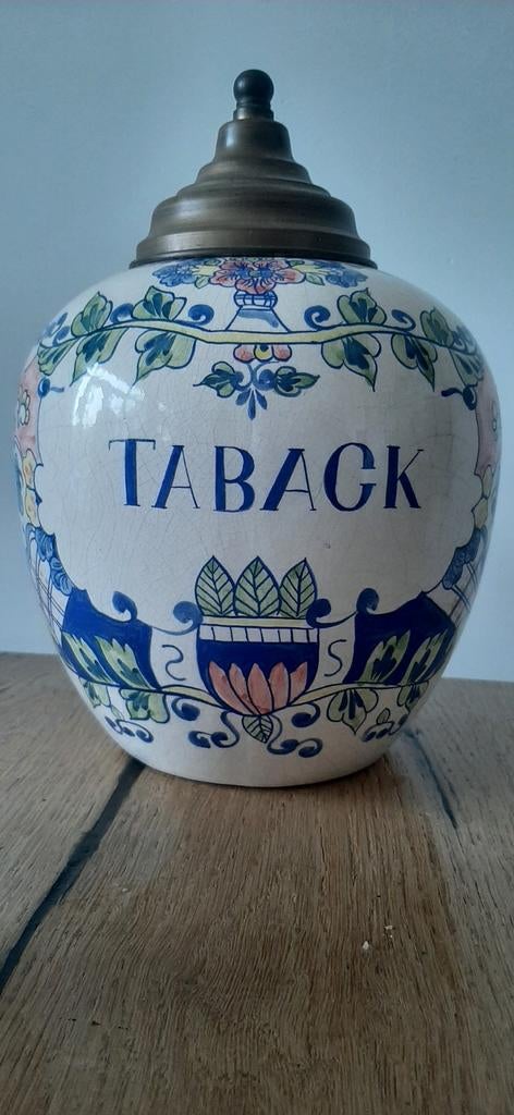 Prachtig beschilderde tabakspot, Antiek en Kunst, Antiek | Keramiek en Aardewerk, Ophalen of Verzenden