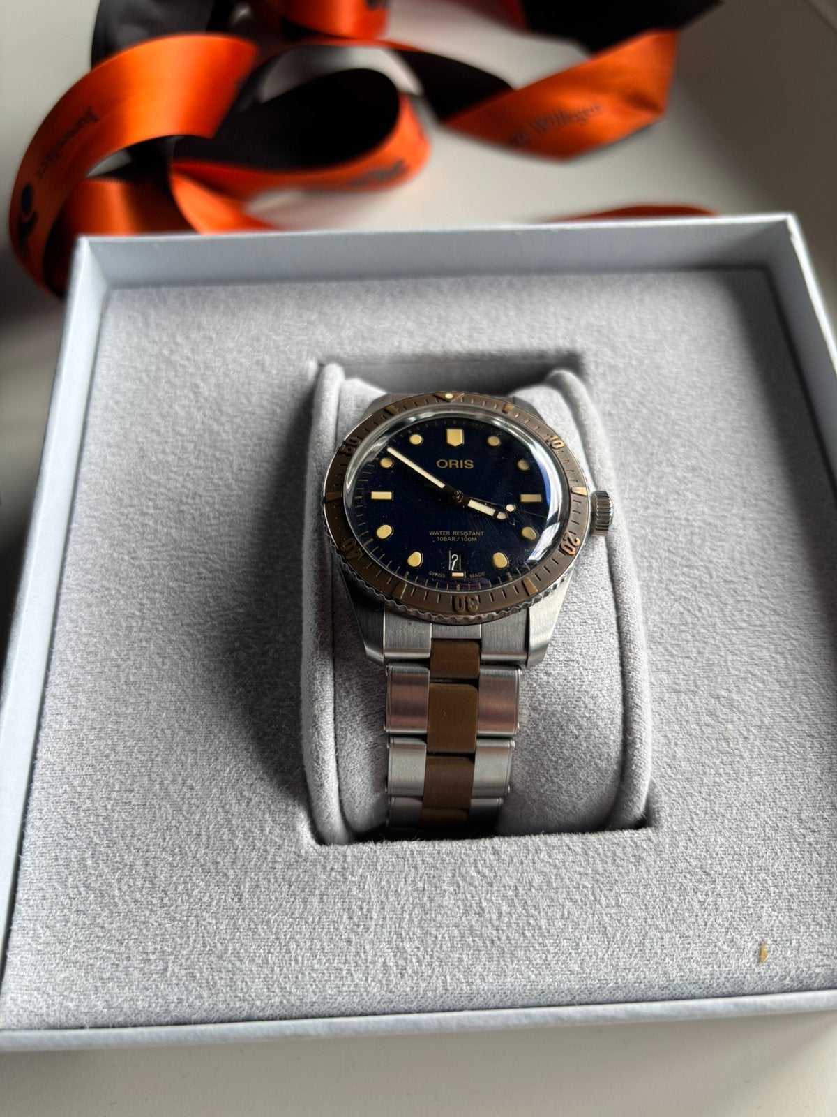 Oris Diver Sixty Five, Ophalen of Verzenden, Zo goed als nieuw, Leer, Overige merken