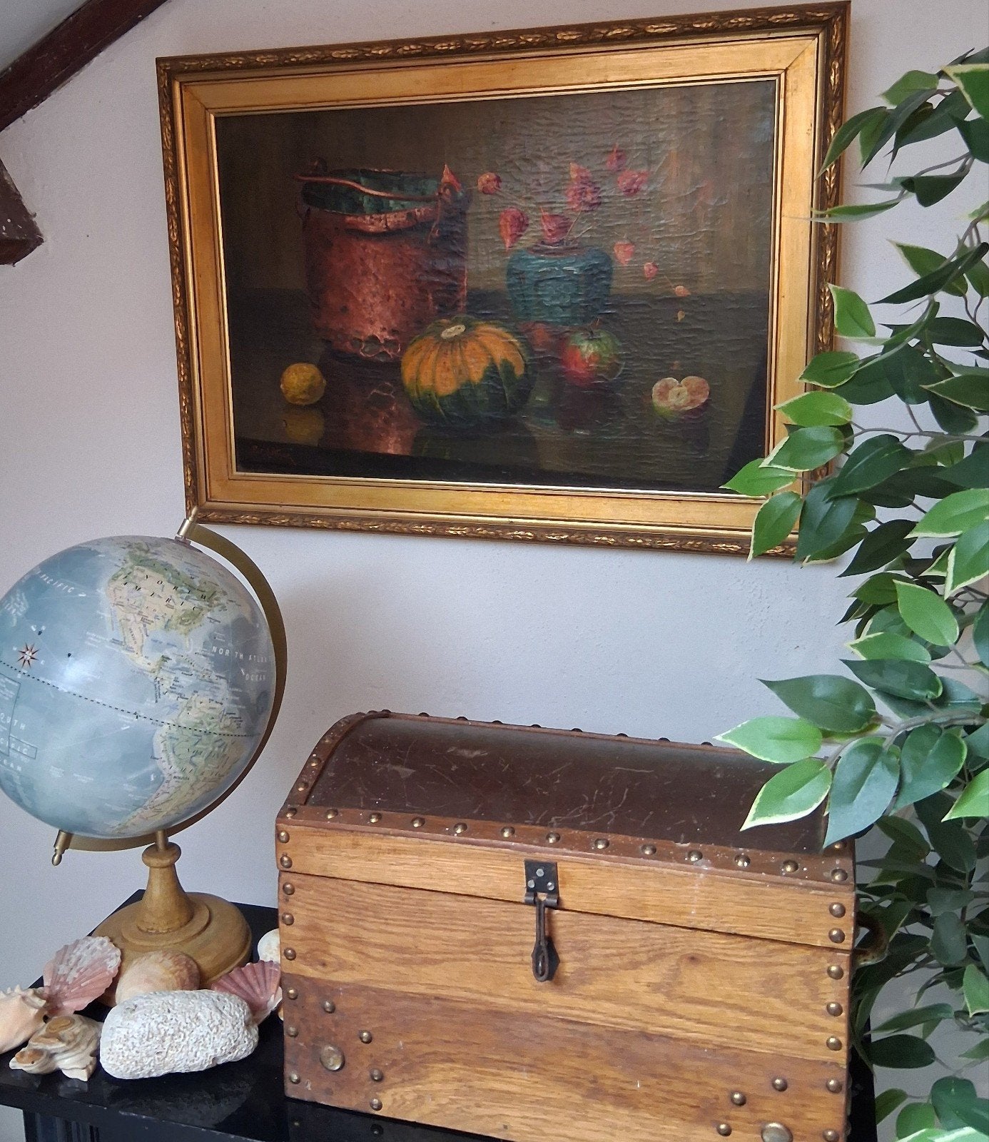 Schilderij van Piet Cottaar - Stilleven met pompoen, Doek, Realistisch, Ophalen of Verzenden, Olieverf
