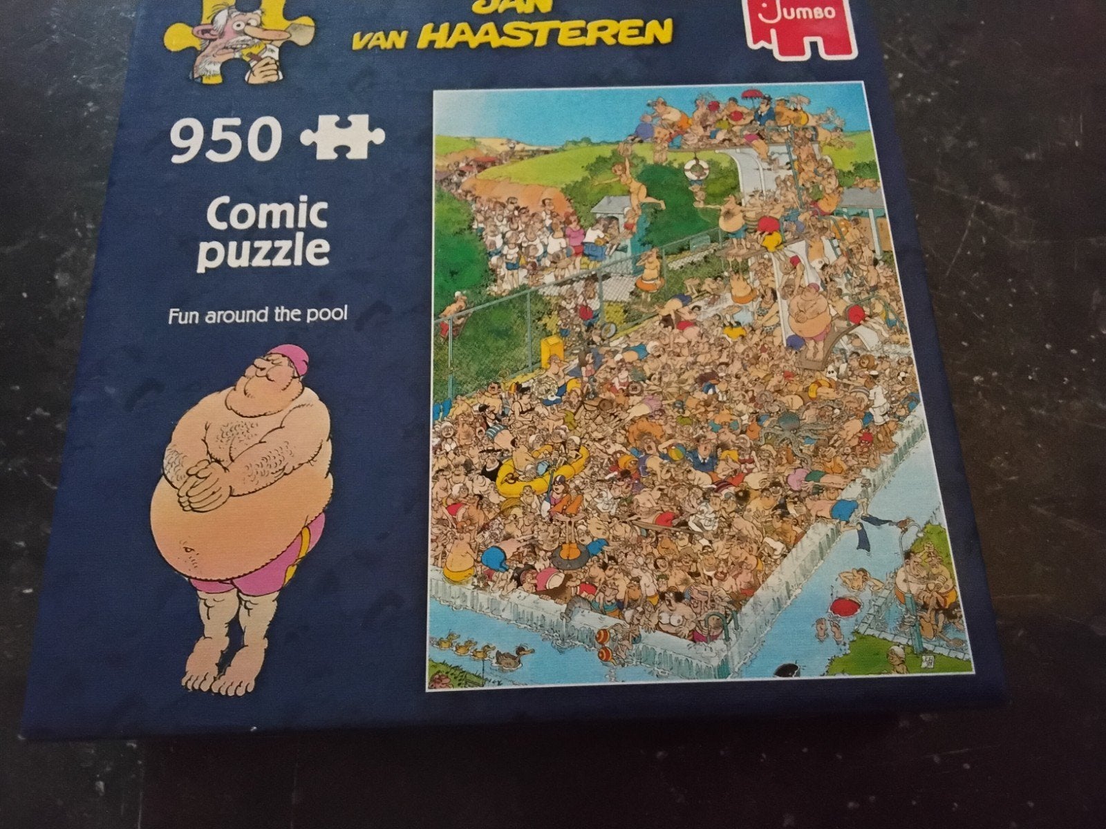 Jan van haasteren Fun around the pool 950 stukjes, Ophalen of Verzenden, 500 t/m 1500 stukjes, Zo goed als nieuw
