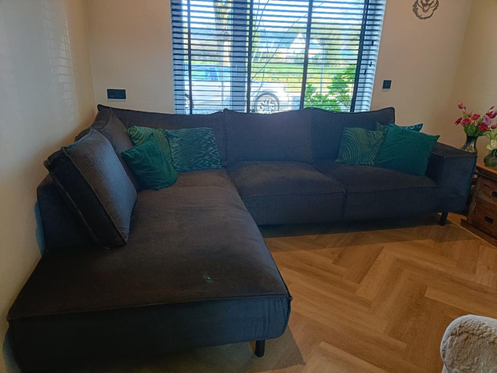 Hoekbank Velours, Huis en Inrichting, Banken | Bankstellen, Ophalen, Gebruikt, 100 tot 125 cm, Hoekbank