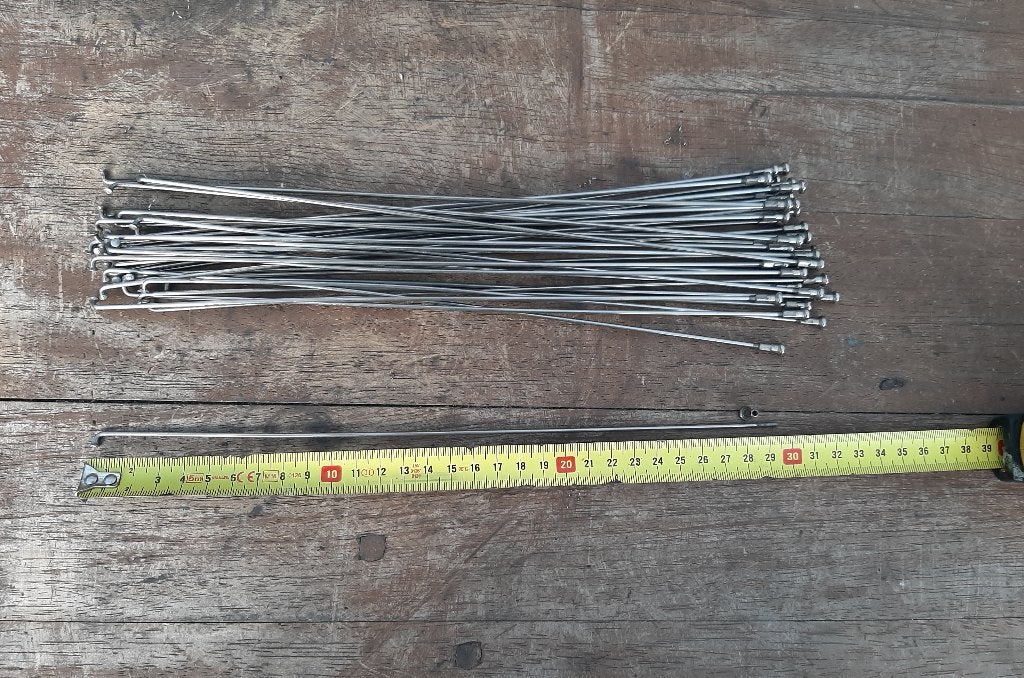 36 RVS Spaken Lengte 395 mm en Spaaknippels, 36 RVS Spaken Lengte 395 mm en Spaaknippels, Staal, Zo goed als nieuw, Oldtimerfiets