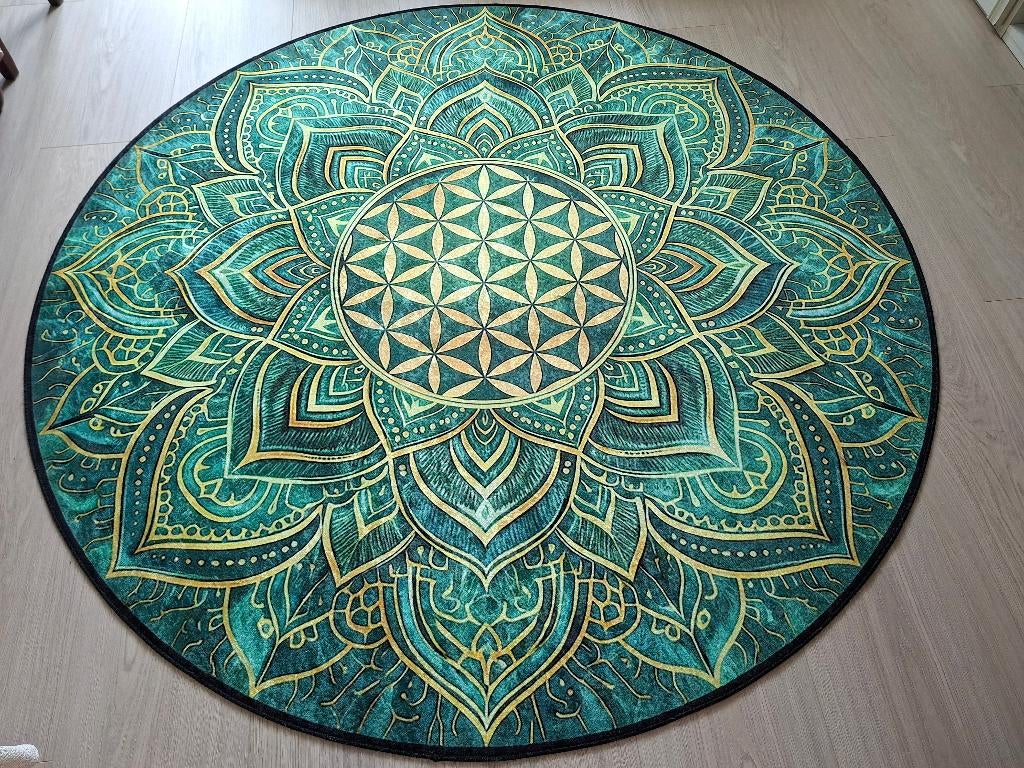 Vloerkleed Mandala, Huis en Inrichting, Stoffering | Tapijten en Kleden, Zo goed als nieuw, 150 tot 200 cm, 150 tot 200 cm, Rond