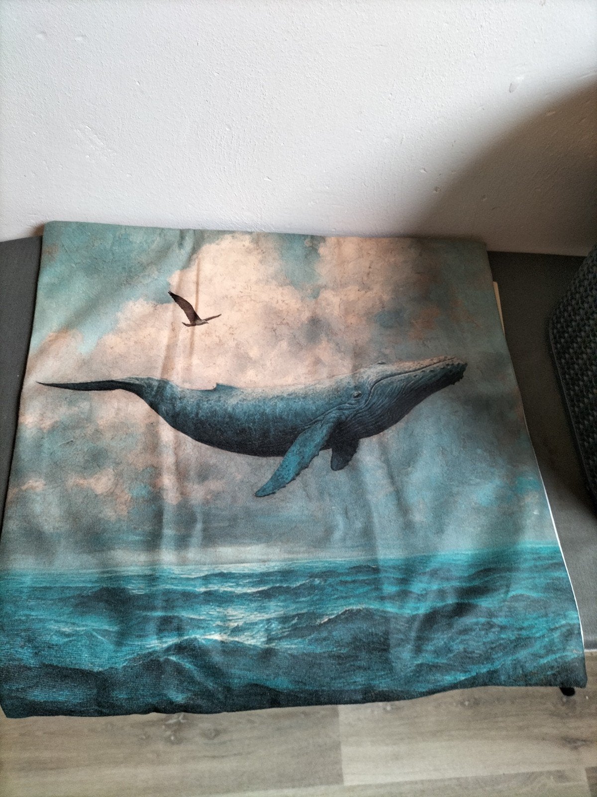 Kussenhoes met walvisprint, 45x45 cm met rits, Huis en Inrichting, Woonaccessoires | Kussens, Ophalen of Verzenden, Nieuw, Vierkant