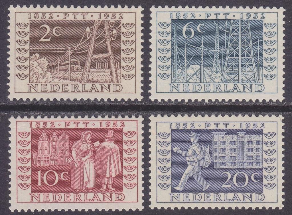 Nederland 1952 - nvph 592-595 - ITEP - plakkerafdrukje, Postzegels en Munten, Postzegels | Nederland, Verzenden, Na 1940