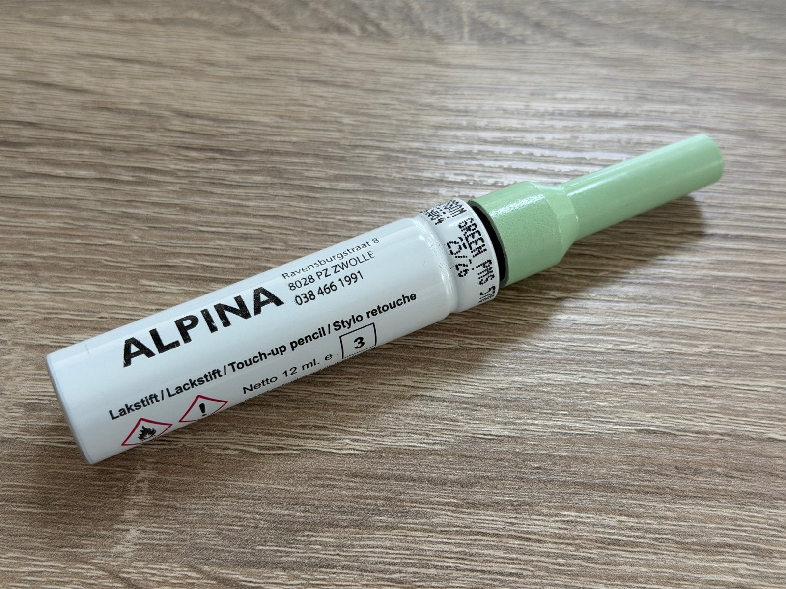 Alpina lakstift fiets in Blossom Green PMS 578, Fietsen en Brommers, Ophalen of Verzenden, Zo goed als nieuw