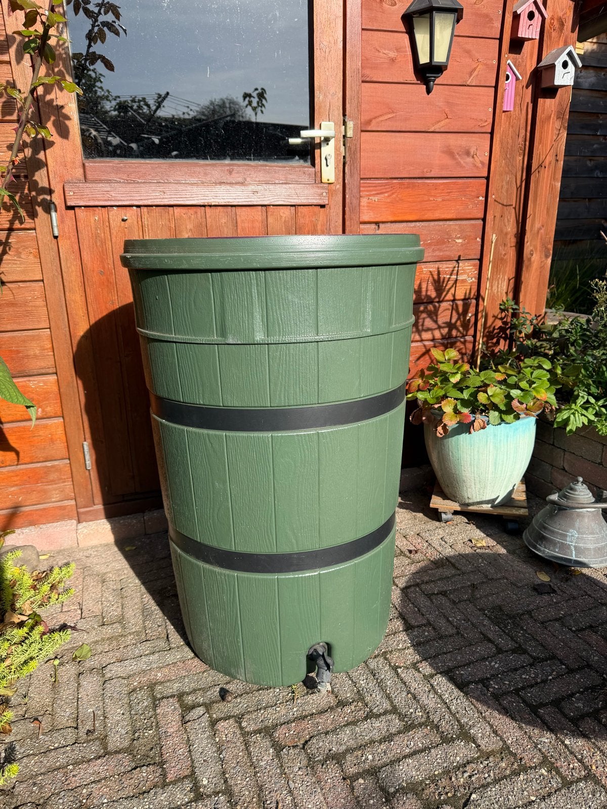 Regenton groen - Exclusief deksel, Tuin en Terras, Ophalen, Kunststof, Gebruikt, Met kraantje
