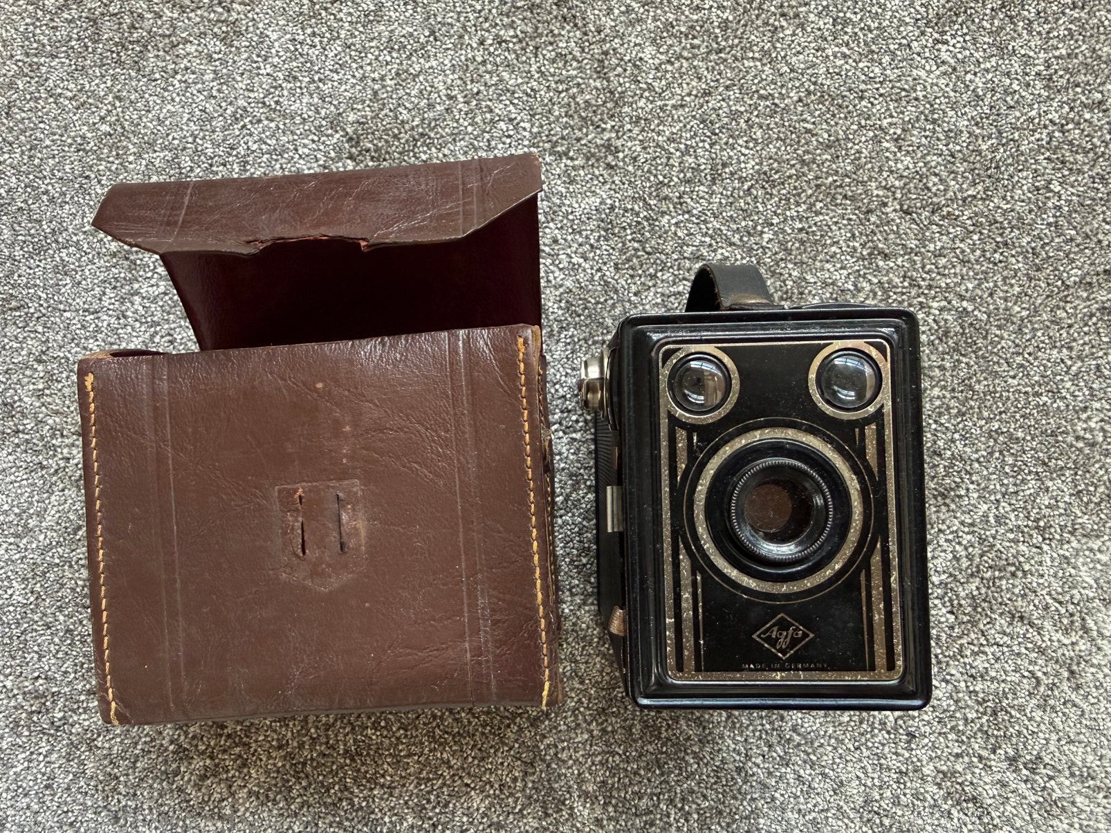 Vintage Agfa Synchro Box camera jaren 50 met tas, Compact, Onbekend, Agfa, Ophalen of Verzenden