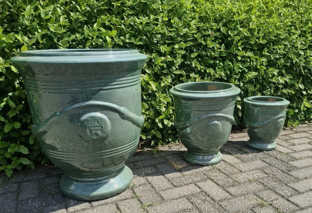 Geglazuurde anduze potten in 3 kleuren en 3 maten., Tuin en Terras, Bloempotten, Ophalen, 40 cm of meer, Rond, Nieuw