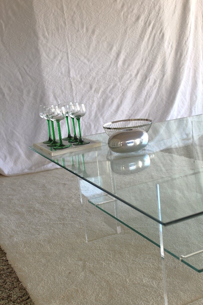 Salontafel Glas Vintage Design Plexiglas Midcentury, Huis en Inrichting, Tafels | Salontafels, Midcentury Modern, Retro, Design, Vintage
