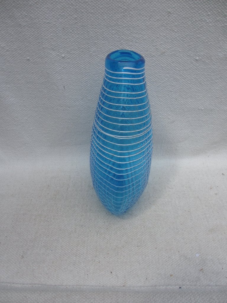 Murano vaas, omwonden met witte glasdraad. Venetië, jaren 60, Ophalen of Verzenden