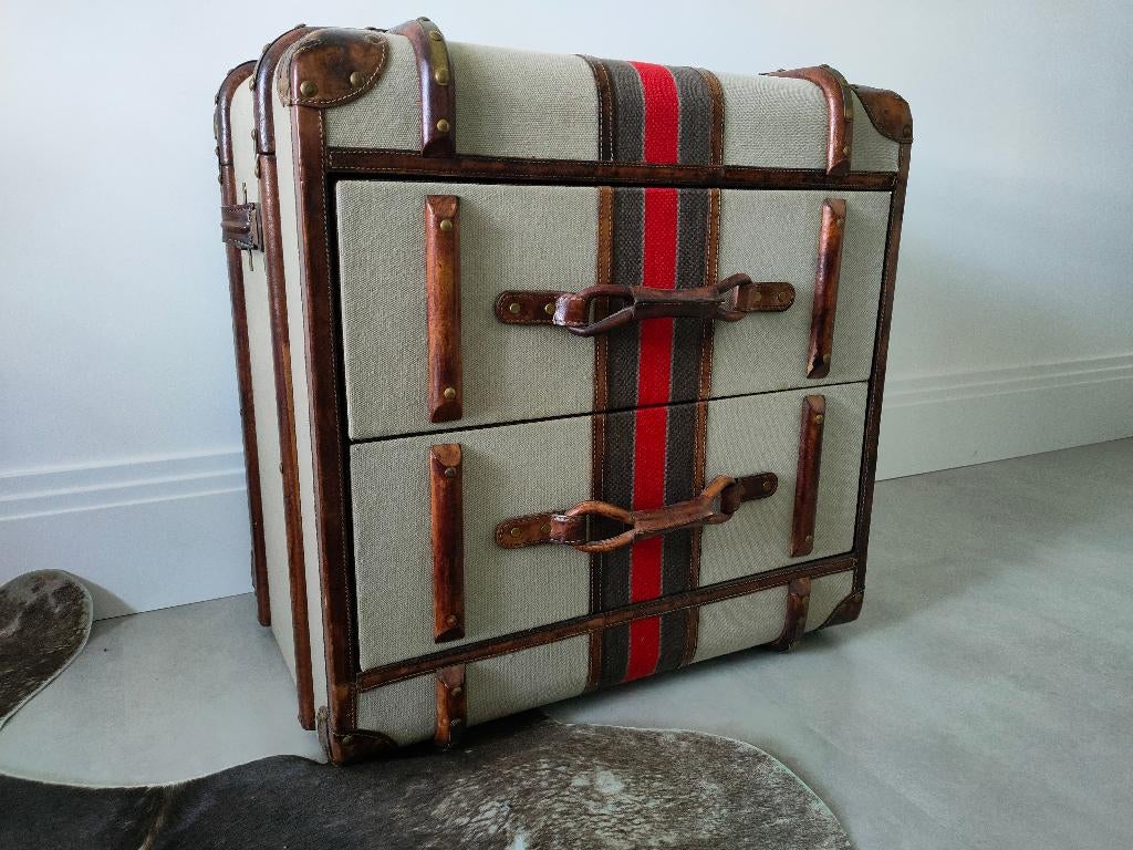 Unieke stoere dekenkist / ladekast – Hout bekleed met stof, Ophalen, Overige materialen, 1 of 2 laden, 50 tot 100 cm