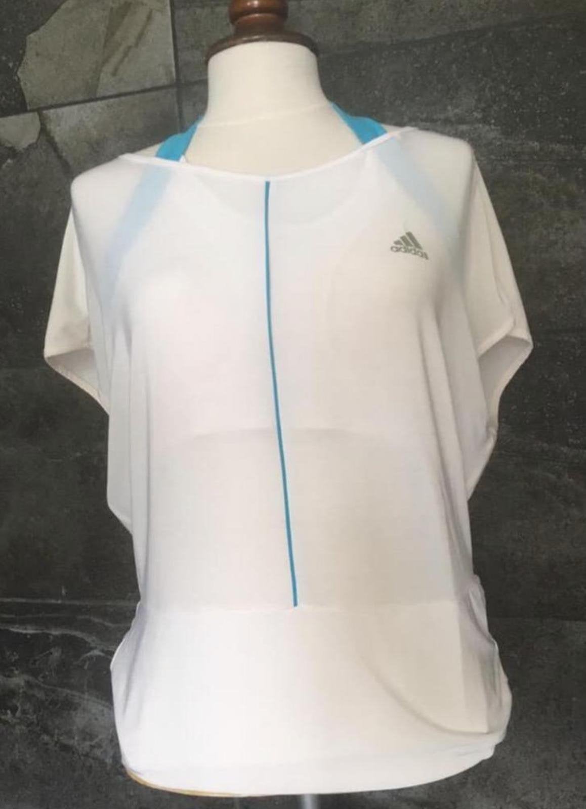 Adidas sporttop wit met blauwe accenten en sport bh, Kleding | Dames, Sportkleding, Maat 38/40 (M), Wit, Overige typen, Ophalen of Verzenden
