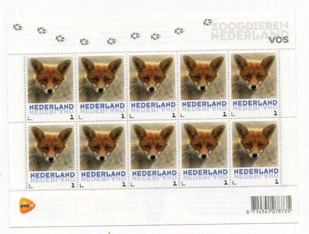 Velletje persoonlĳke zegels Zoogdieren Nederland de Vos, Ophalen of Verzenden, Na 1940, Postfris