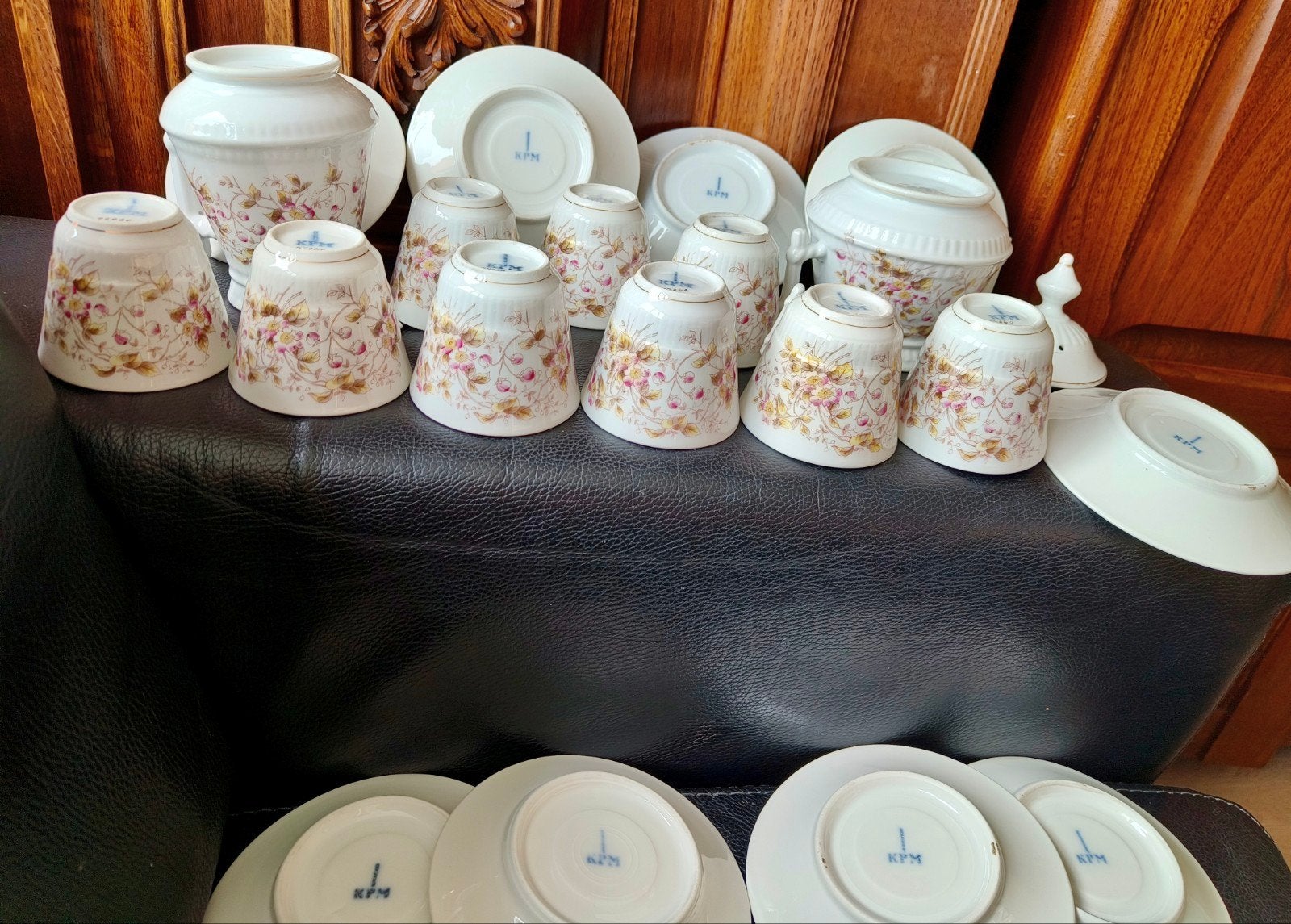 KPM Porseleinen Koffie/Theeservies - Bloemenmotief, Ophalen of Verzenden