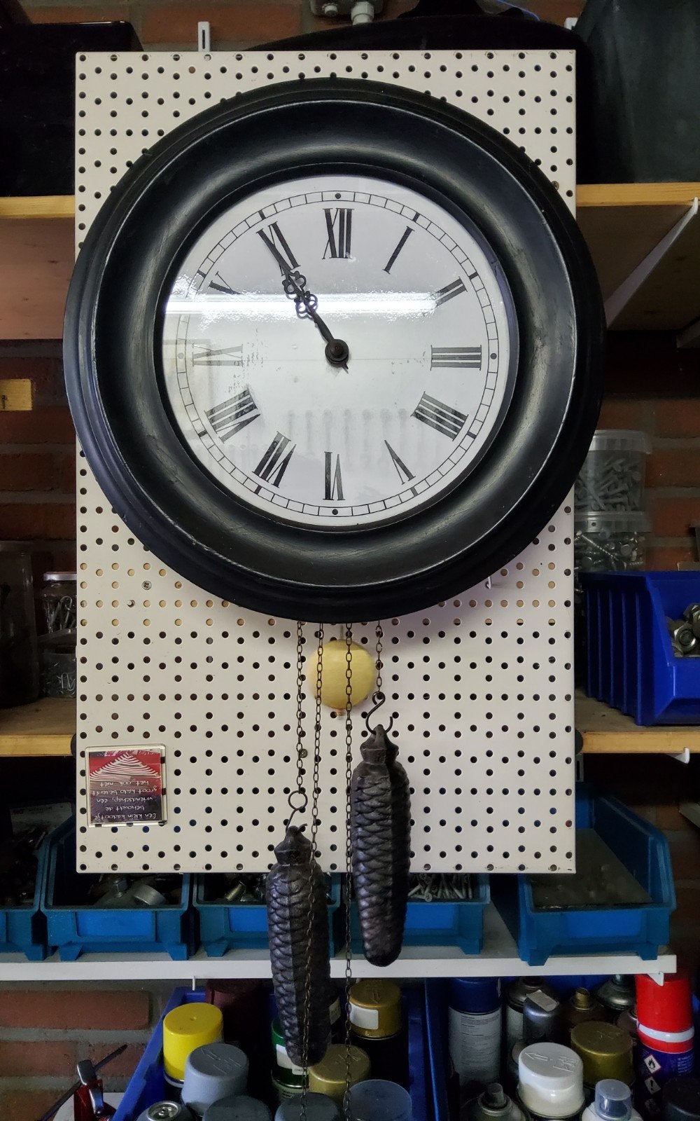 Schwarwalder schoolklok met origineel houten uurwerk 36 cm, Ophalen