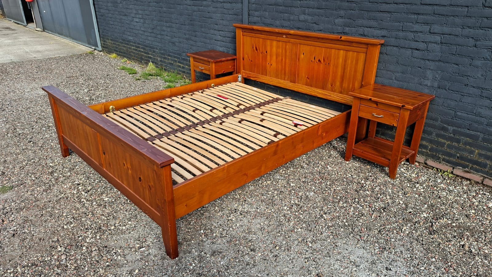 Piet klerkx houten bed 200x160, 2 nachtkastjes >> Meijel, Ophalen, Hout