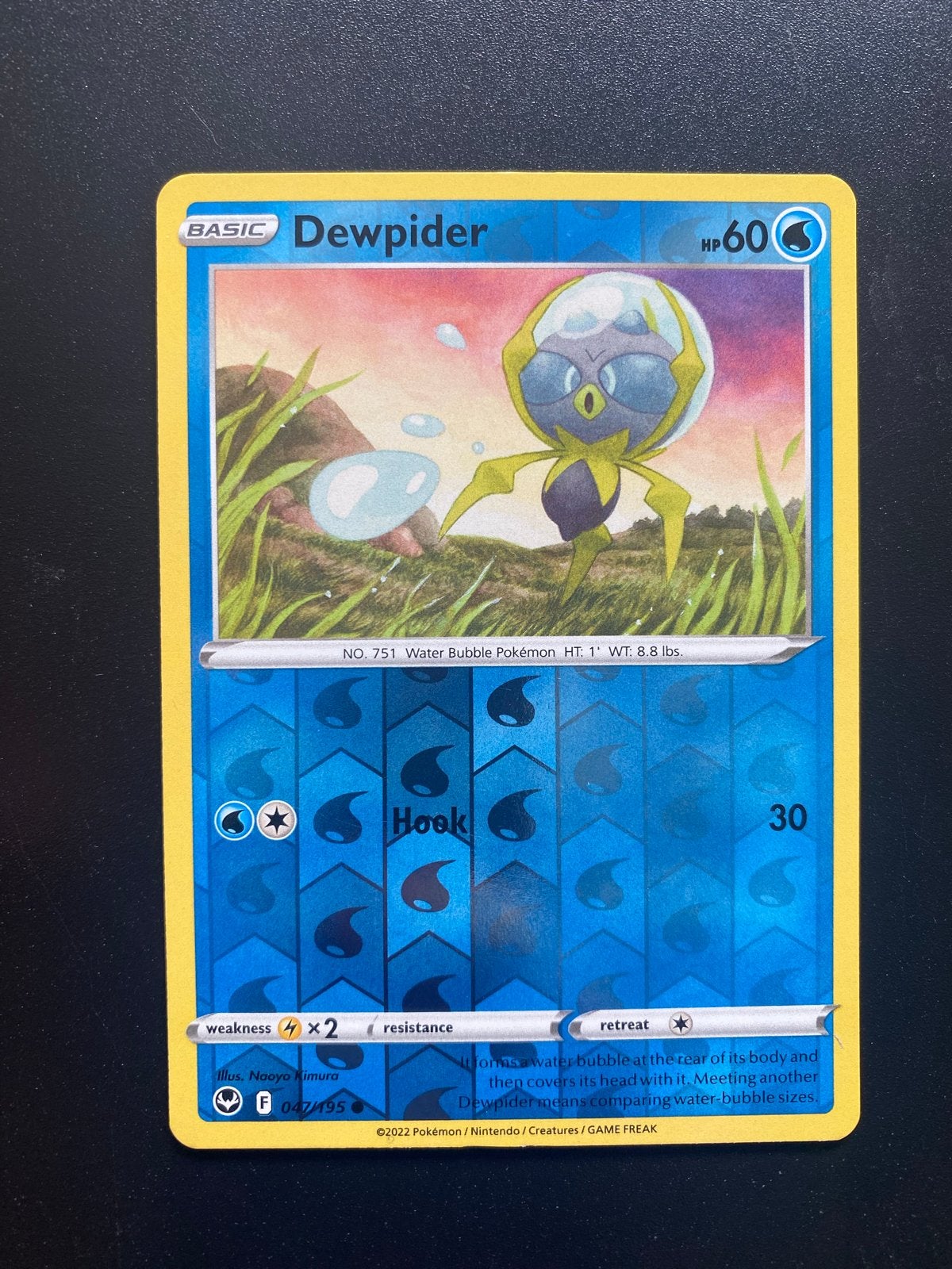 Dewpider 047/195 Reverse Holo Pokémon Silver Tempest, Ophalen of Verzenden, Zo goed als nieuw, Losse kaart, Foil