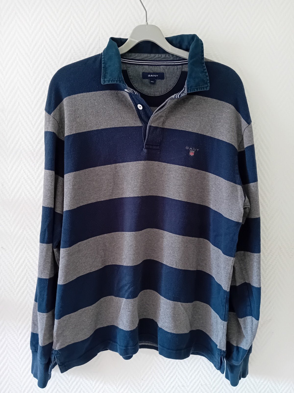GANT gestreept rugbyshirt met lange mouwen - Maat 2XL, Blauw, GANT, Maat 56/58 (XL), Ophalen of Verzenden