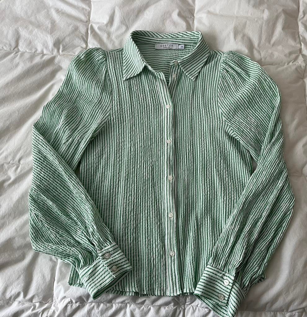 COSTES Atelier blouse. Maat M. Frisgroen en wit gestreept., Ophalen of Verzenden, Zo goed als nieuw