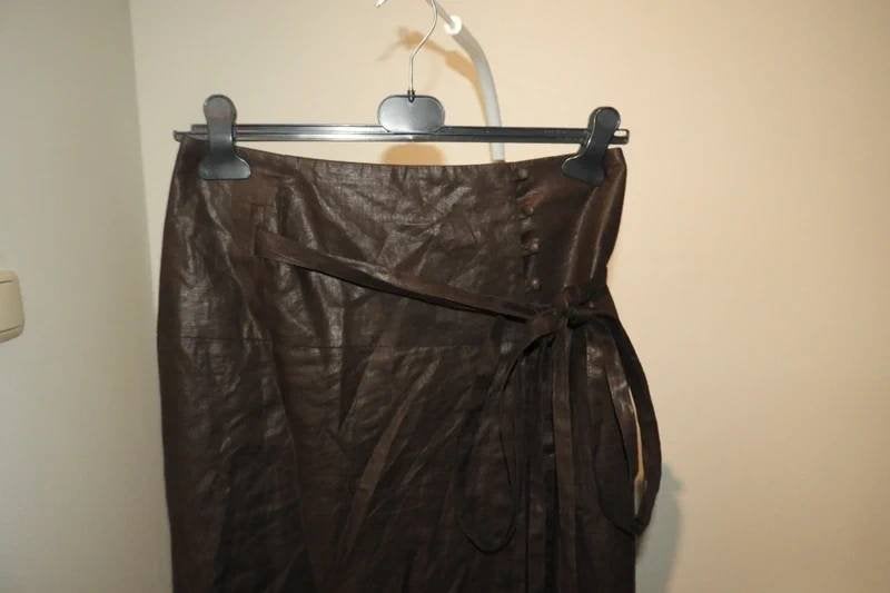 Pauw Amsterdam linnen wikkel rok maxi rok bruin 2/M, Maat 38/40 (M), Bruin, Verzenden, Pauw