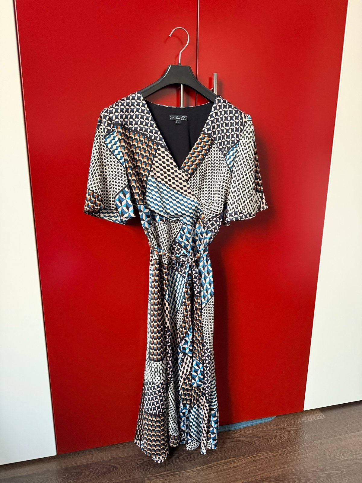 SMASHED LEMON - Stijlvolle wikkeljurk met geometrische print, Kleding | Dames, Maat 38/40 (M), Meerkleurig, Ophalen of Verzenden