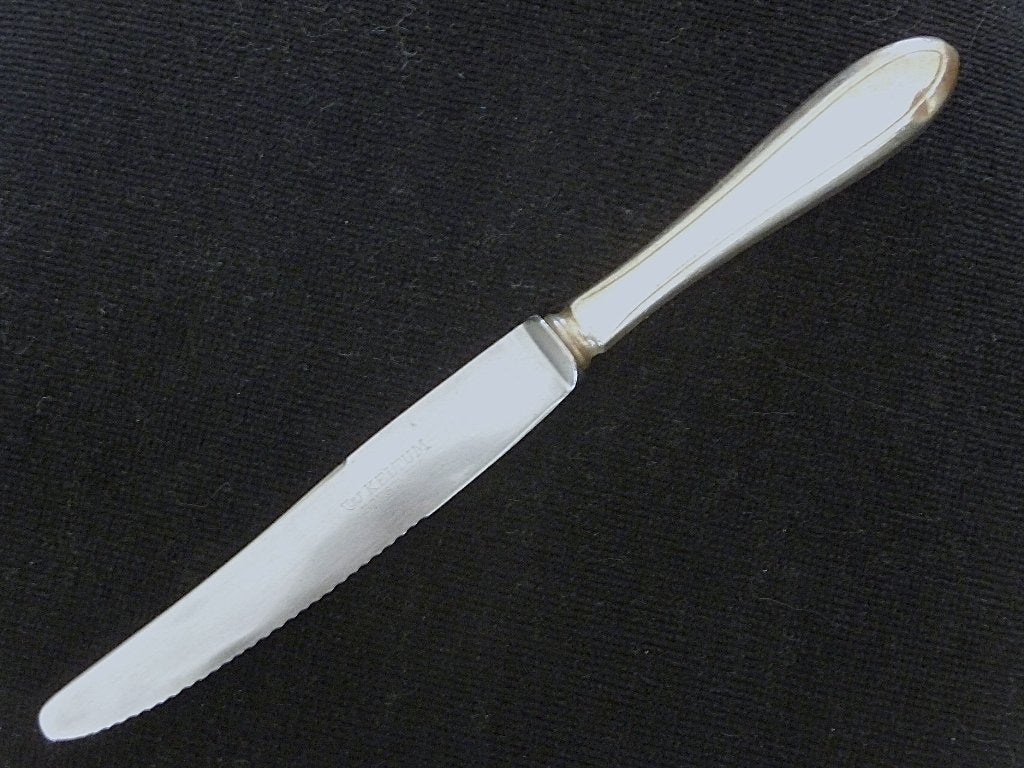 Keltum P2 puntfilet antiek verzilverd gekarteld dinermes, Ophalen of Verzenden
