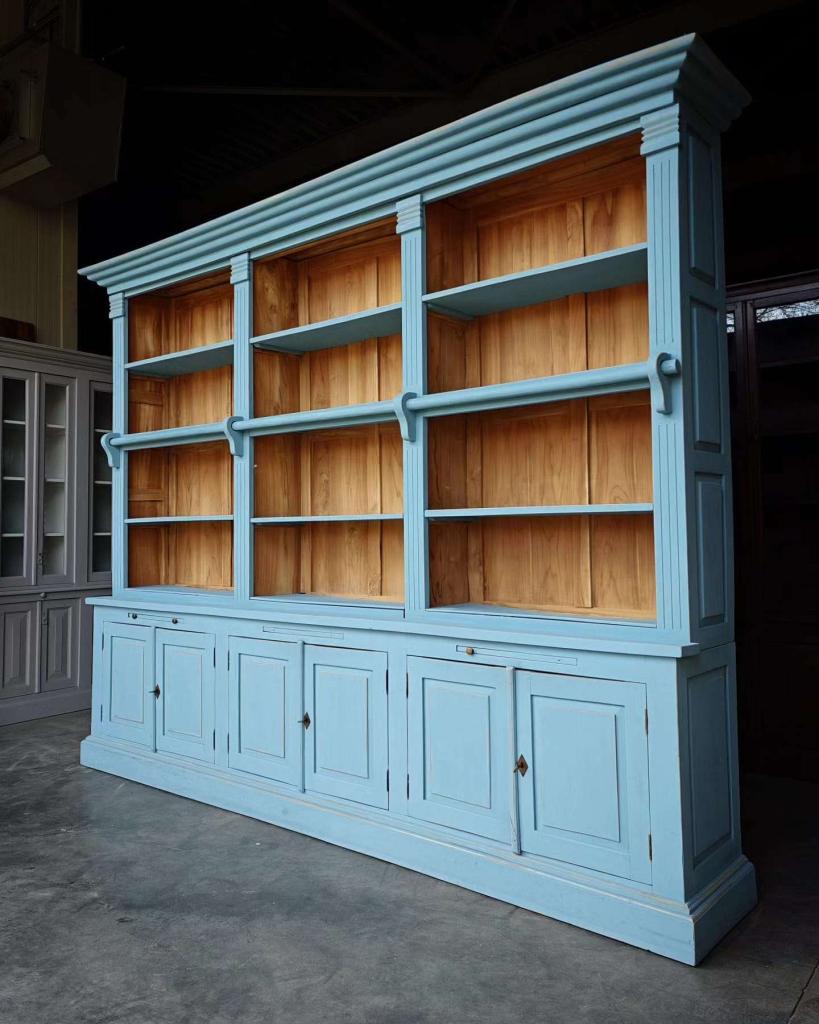 Geweldige brede bibliotheekkast | Blauwe boekenkast #7484