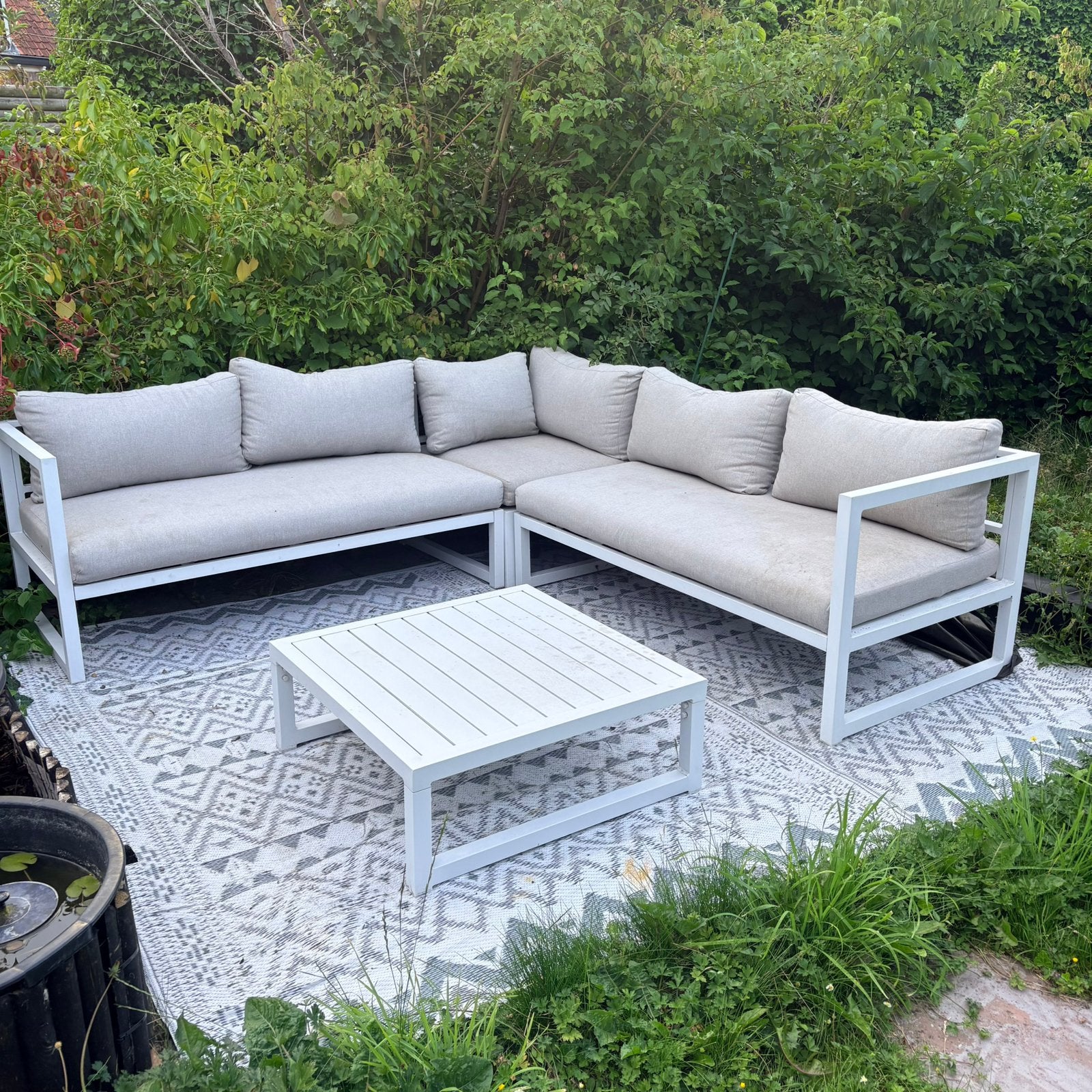 Riante tijdloze witte  loungeset, Ophalen, Gebruikt, Aluminium, Loungeset