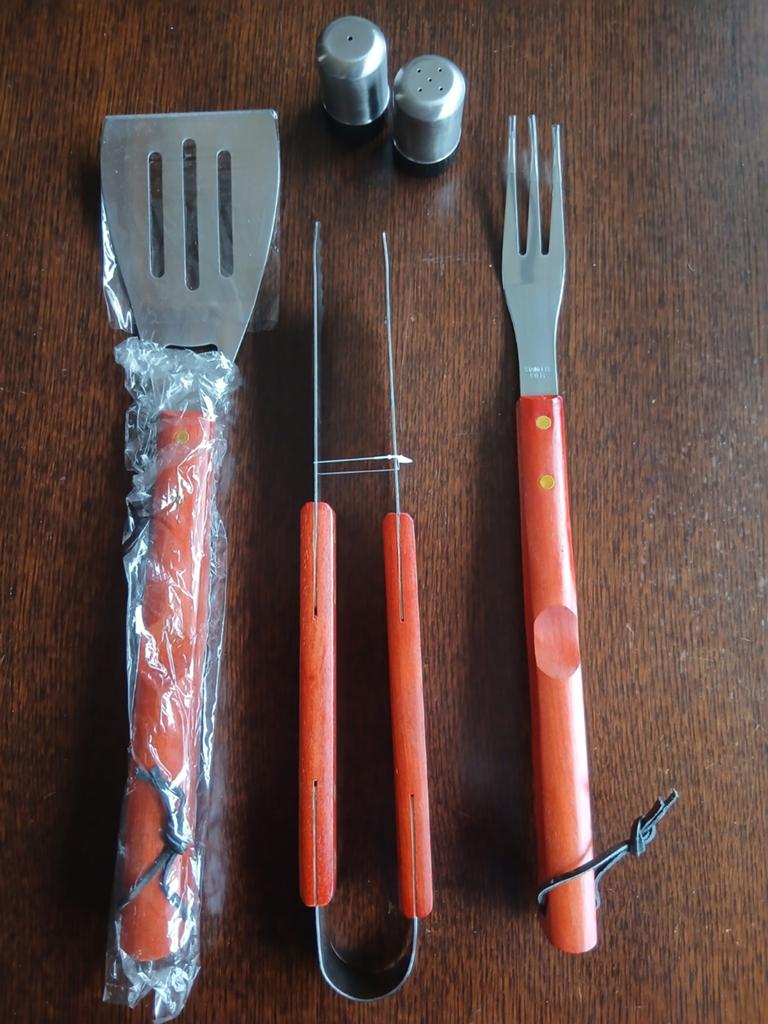 BBQ Tangen-set met messentas-schort barbeque, Ophalen of Verzenden, Nieuw