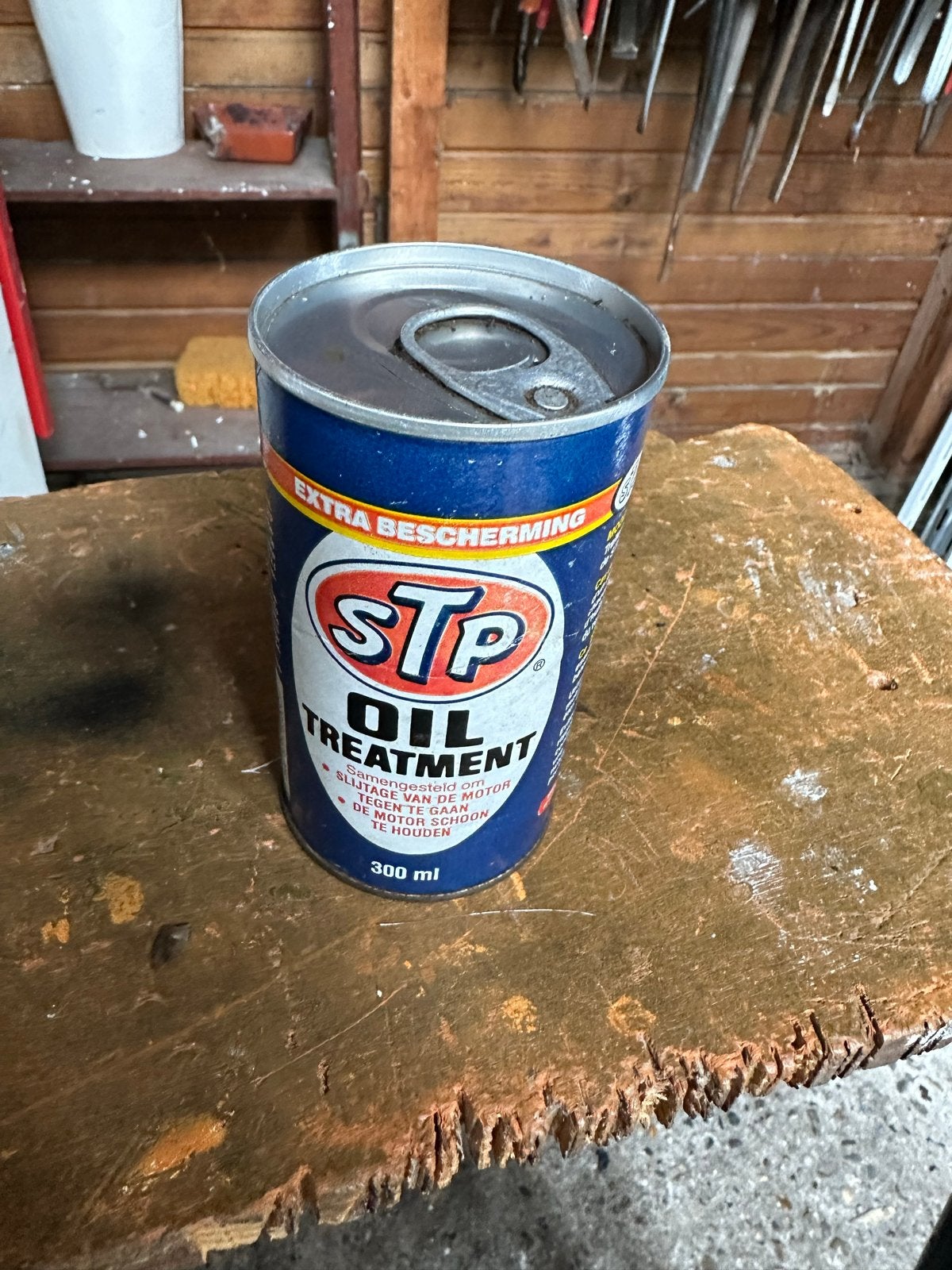 Vintage STP Oliebehandeling Blik - Extra Bescherming, Verzamelen, Ophalen of Verzenden, Gebruikt, Auto's