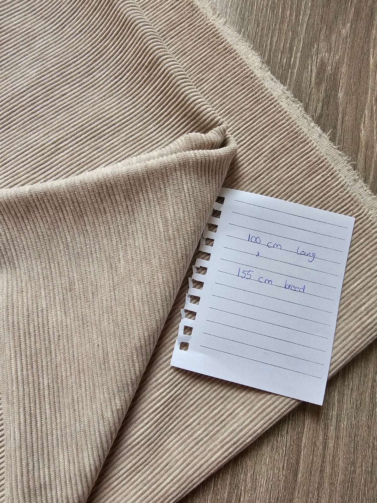 katoenen Ribstof stof beige 100 cm x 155 cm, Hobby en Vrije tijd, Stoffen en Lappen, 120 cm of meer, Beige, Nieuw, Ophalen of Verzenden
