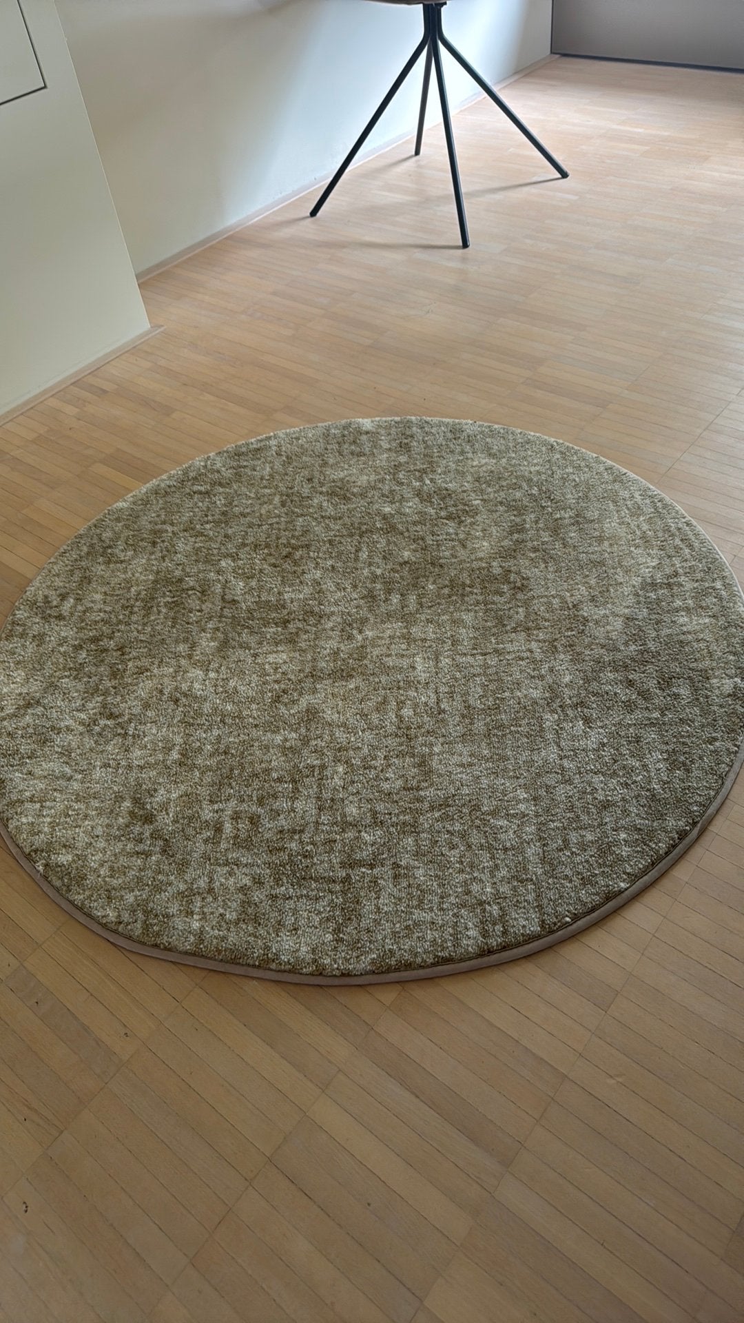 2 ronde vloerkleden beige gemeleerd 2 stuks  - 1 meter, Ophalen, Zo goed als nieuw