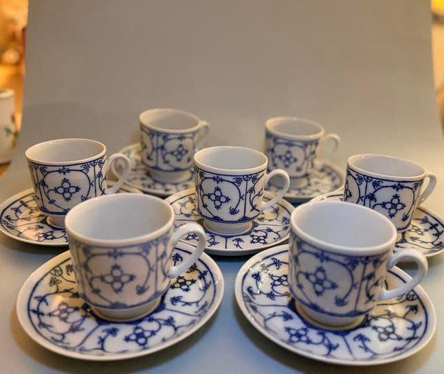 9x Vintage Winterling Bavaria Blau Saks Kop en Schotel, Ophalen of Verzenden