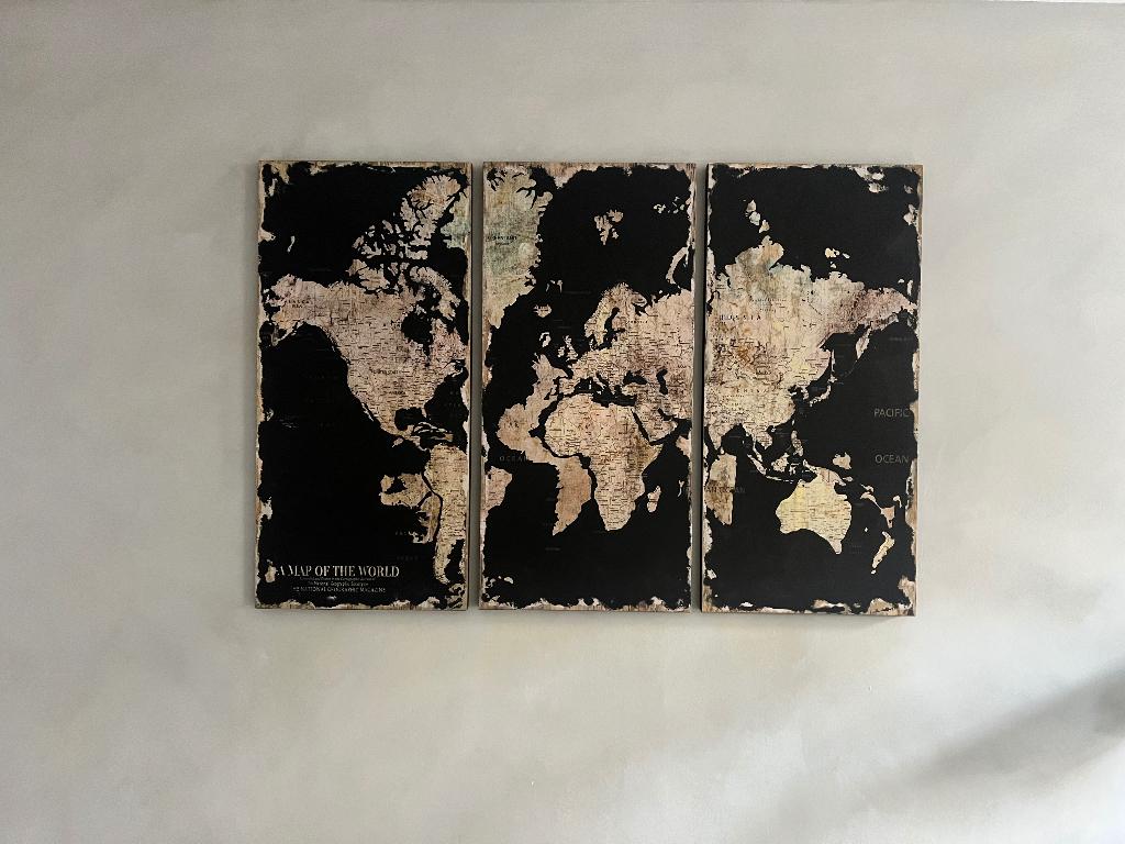 Drieluik wereldkaart, Huis en Inrichting, Ophalen, Nieuw, Minder dan 50 cm, Schilderij