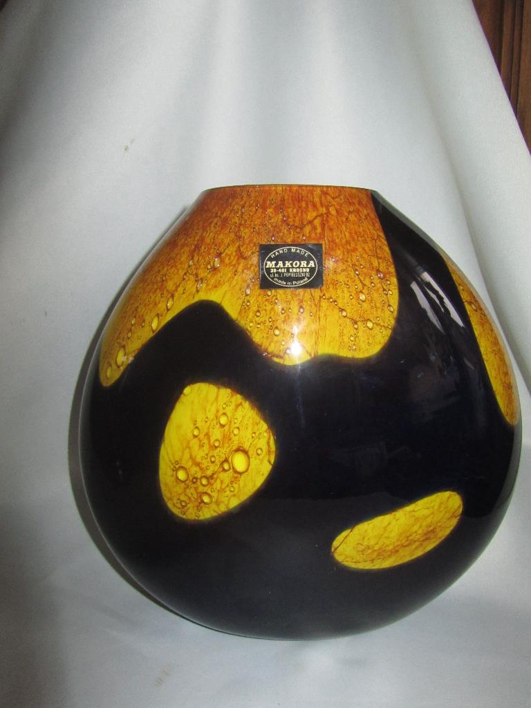 vintage Makora Krosno vaas, Gebruikt, Overige kleuren, Ophalen of Verzenden, Glas