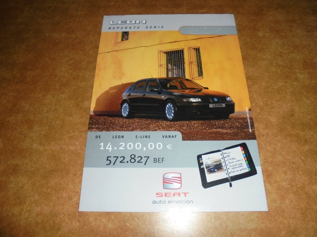 leaflet Seat Leon e-Line  2002, Ophalen of Verzenden, Nieuw, Overige merken