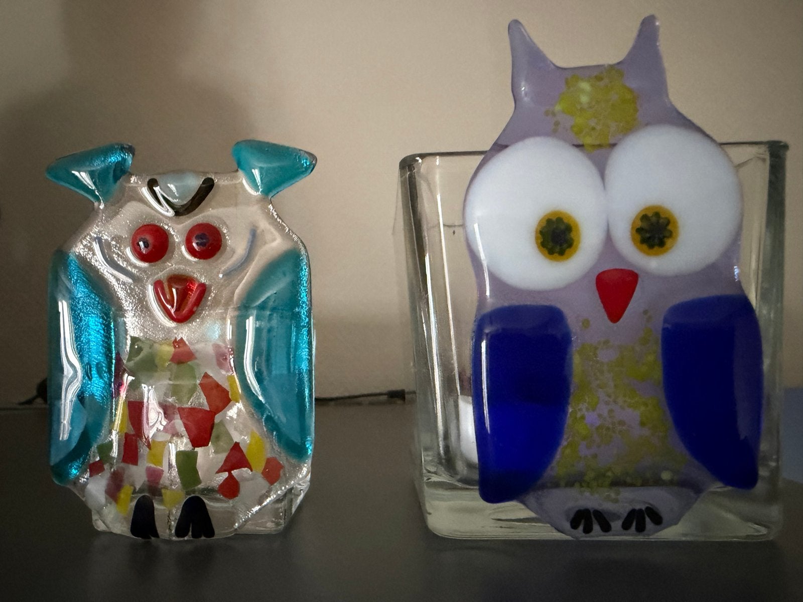 Unieke Fusing Glaskunst Uilen - Handgemaakt Decoratie, Ophalen of Verzenden