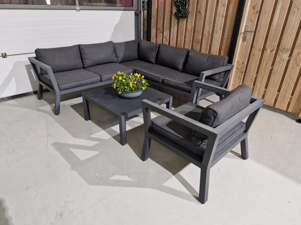 Mooie aluminium hoekloungeset - onderhoudsvrij en duurzaam, 5 zitplaatsen, Bank, ., Aluminium
