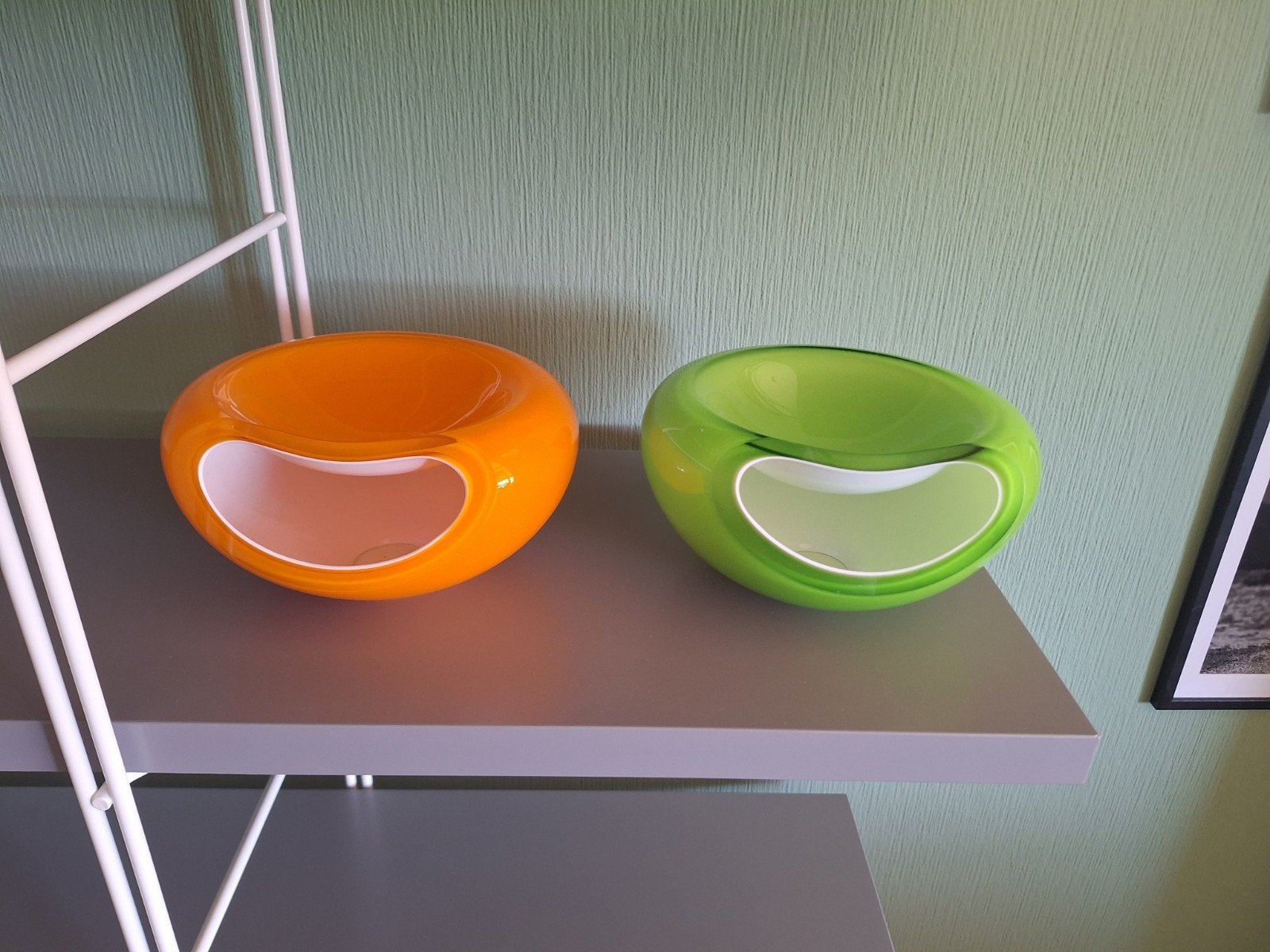 Eva Solo smiley schaal - Oranje en groen glas, Schaal, Ovaal, Met opbergruimte, Ophalen of Verzenden