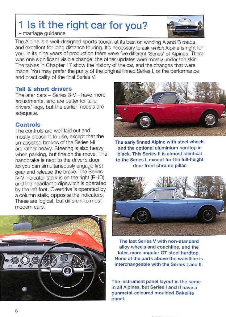 Sunbeam Alpine Alle modellen van 1959 tot 1968, Verzenden